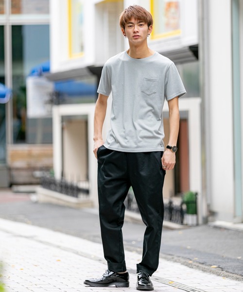 London Denim（ロンドンデニム）の「18/- TC 天竺 ポケット付き クルーネック 半袖 Tシャツ（Tシャツ/カットソー・メンズ・ホワイト/ブラック/ネイビー/グレー/カーキ/ピンク/ライトイエロー/ライトピンク・M/L/XL）」の12枚目の写真