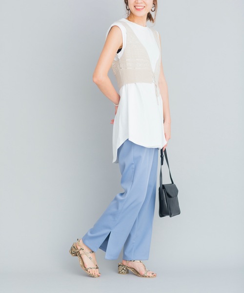 prose verse（プロズヴェール）の「《WEB限定》サイドスリットセンタープレスパンツ（その他パンツ・レディース・ブルー/ライトベージュ/ミント・ﾌﾘ-）」の8枚目の写真