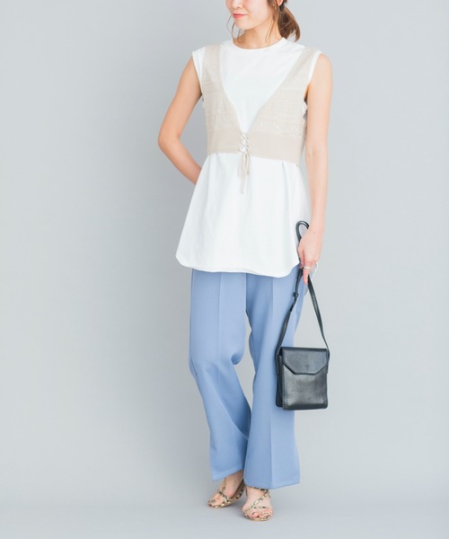 prose verse（プロズヴェール）の「《WEB限定》サイドスリットセンタープレスパンツ（その他パンツ・レディース・ブルー/ライトベージュ/ミント・ﾌﾘ-）」の9枚目の写真