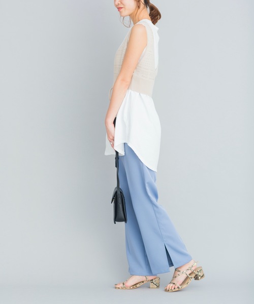 prose verse（プロズヴェール）の「《WEB限定》サイドスリットセンタープレスパンツ（その他パンツ・レディース・ブルー/ライトベージュ/ミント・ﾌﾘ-）」の10枚目の写真