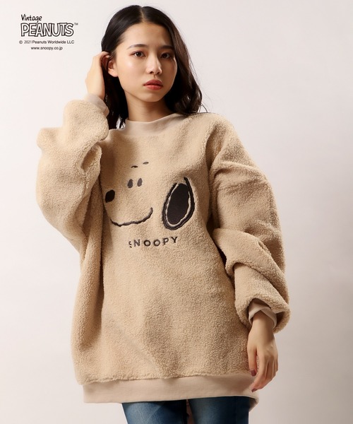 PEANUTS(ピーナッツ)の「PEANUTS スヌーピーフェイス刺繍ボアトレーナー(ルームウェア/パジャマ・レディース・オフホワイト/ベージュ/ホワイト系その他/ベージュ系その他/ホワイト系その他2/ホワイト系その他3/ベージュ系その他2/ピンク・M/L/LL/S)」の7枚目の写真