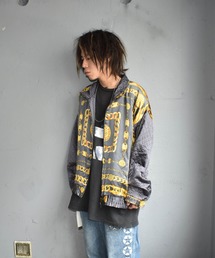 80s 総柄シルクブルゾン ヴィンテージ ビンテージ】【HONORS】【総柄】【シルクブルゾン】シルク