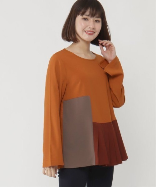 ikka（イッカ）の「プリーツブロッキングプルオーバー（Tシャツ/カットソー・レディース・ブラウン/グレー/ネイビー・L/M）」の15枚目の写真