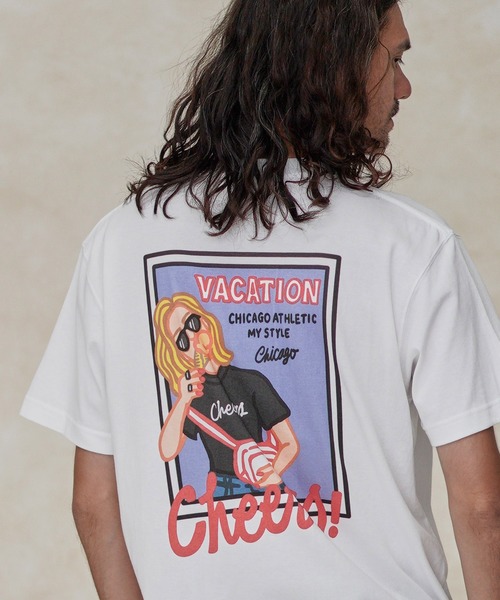 CAMBIO（カンビオ）の「mt6804-Print Tee - Cheers（Tシャツ/カットソー・メンズ・ホワイト/グレー/スミクロ・S/M/L/XL）」の2枚目の写真