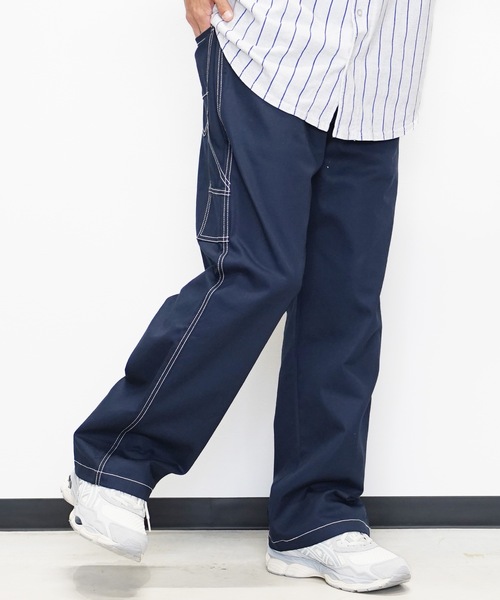 Euro Work〈ダルルニーペインターパンツ ブルー リアルフェード ルーズ〉 Leeリー WORKER ダブルニー デニム ペインターパンツ 33-34