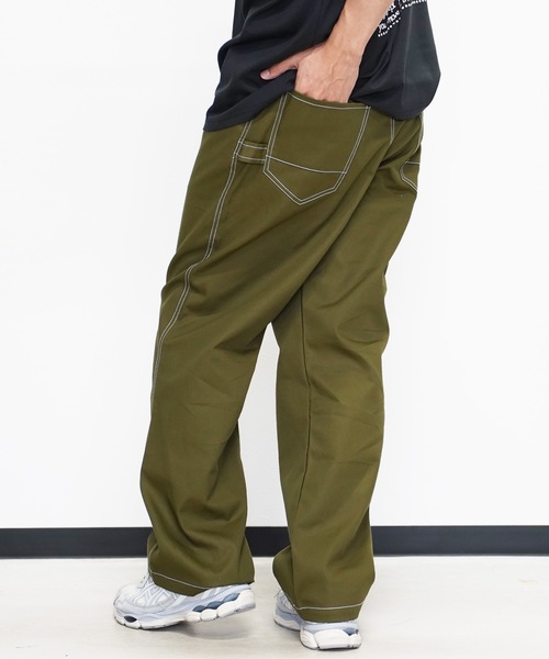 デニム ペインターパンツ 2色 ルーズ ワークパンツ 韓国 nr6630 ワンフォークロージング 1111clothing ペインターパンツ メンズ