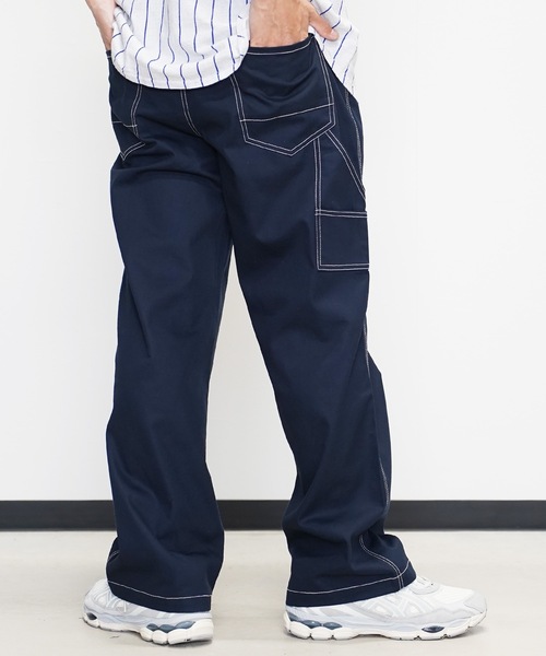 Euro Work〈ダルルニーペインターパンツ ブルー リアルフェード ルーズ〉 Leeリー WORKER ダブルニー デニム ペインターパンツ 33-34