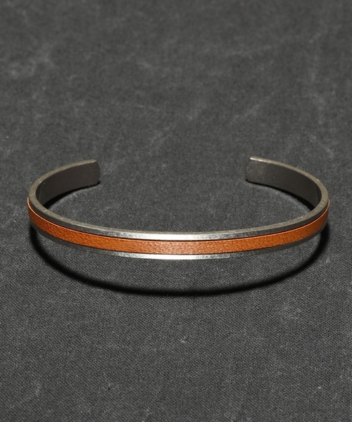 A.SILVER RAIL BANGLE - M(6mm)栃木レザー （バングルブレス