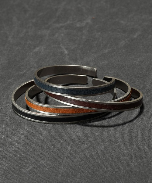 A.SILVER RAIL BANGLE - M(6mm)栃木レザー （バングルブレス