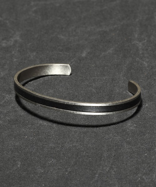 A.SILVER RAIL BANGLE - M(6mm)栃木レザー （バングルブレス