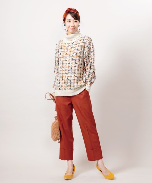 JETSET SOLO PLUS （ジェットセットソロプラス）の「ツイルドロストマッキンセミワイドパンツ（その他パンツ・レディース・テラコッタ/グリーン/ブラック・FREE）」の5枚目の写真