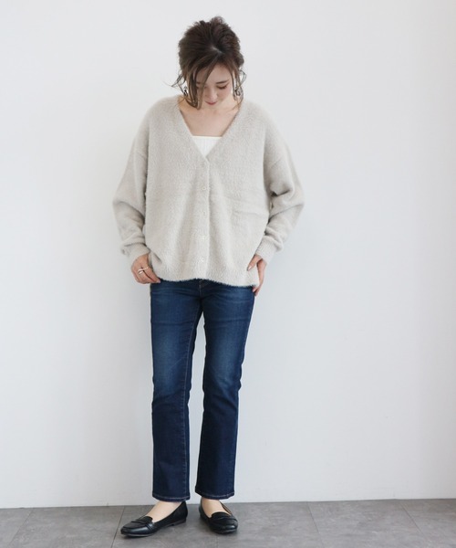 AMERICAN HOLIC（アメリカンホリック）の「Vネックフワフワニットカーディガン　＊（カーディガン/ボレロ・レディース・ブラック/モカ/サックスブルー/ライトグレー・MEDIUM/LARGE）」の11枚目の写真