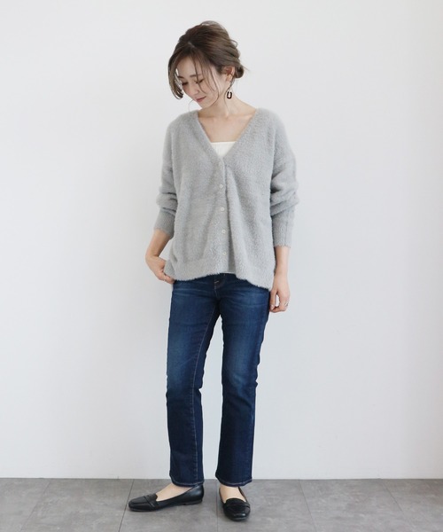 AMERICAN HOLIC（アメリカンホリック）の「Vネックフワフワニットカーディガン　＊（カーディガン/ボレロ・レディース・ブラック/モカ/サックスブルー/ライトグレー・MEDIUM/LARGE）」の12枚目の写真