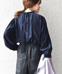 SHIPS | 【WEB限定】【ZOZO限定】シャーリングバックタイブラウス◆(シャツ/ブラウス)