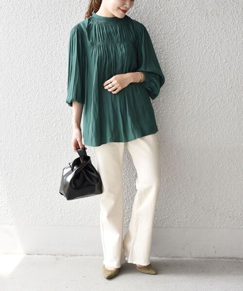 SHIPS（シップス）の「*ZOZO限定*シャーリングバックタイブラウス◇（シャツ/ブラウス・レディース・スカイブルー/ブラック/ネイビー/オフホワイト/ピンク系その他/オレンジ/ダークブルー/ライトグレー/グリーン・ONE SIZE）」の18枚目の写真