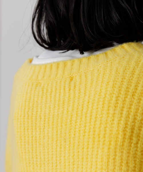 VACANCY（ヴァカンシー）の「パッチワークケーブルニット（ニット/セーター・レディース・ブラック/イエロー/オレンジ/ライトグリーン/ナチュラル・FREE）」の18枚目の写真