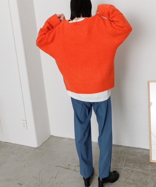 VACANCY（ヴァカンシー）の「パッチワークケーブルニット（ニット/セーター・レディース・ブラック/イエロー/オレンジ/ライトグリーン/ナチュラル・FREE）」の14枚目の写真