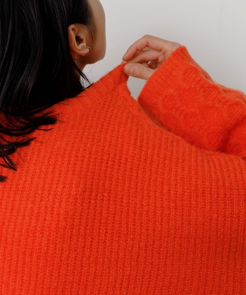 VACANCY（ヴァカンシー）の「パッチワークケーブルニット（ニット/セーター・レディース・ブラック/イエロー/オレンジ/ライトグリーン/ナチュラル・FREE）」の19枚目の写真