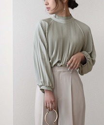 消しプリーツスタンドカラーBL