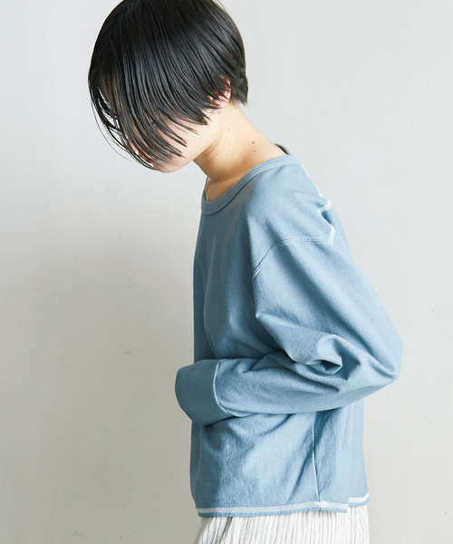 nitca（ニトカ）の「度詰めインレイクロップドT（Tシャツ/カットソー・レディース・パープル/サックスブルー/ホワイト/レモンイエロー・FREE）」の8枚目の写真