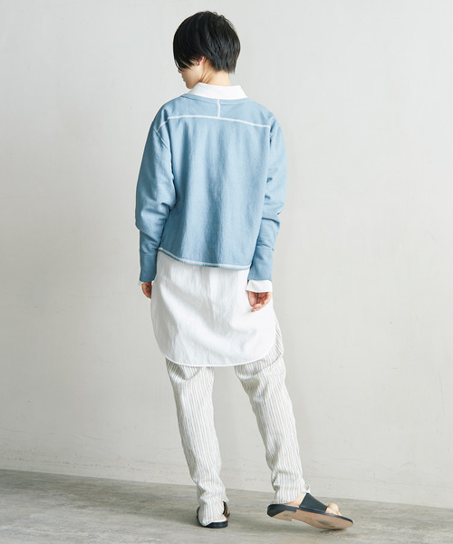 nitca（ニトカ）の「度詰めインレイクロップドT（Tシャツ/カットソー・レディース・パープル/サックスブルー/ホワイト/レモンイエロー・FREE）」の13枚目の写真