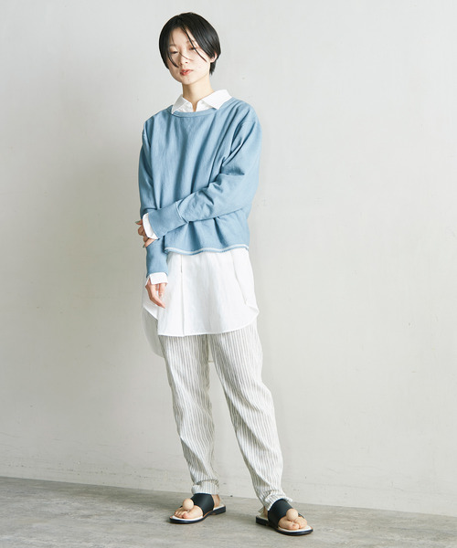 nitca（ニトカ）の「度詰めインレイクロップドT（Tシャツ/カットソー・レディース・パープル/サックスブルー/ホワイト/レモンイエロー・FREE）」の14枚目の写真