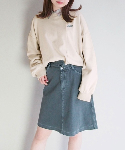 179/WG（イチナナキュウダブルジー）の「パッチワークスウェットプルオーバー（スウェット・レディース・オフホワイト/ブルー/パープル・FREE）」の2枚目の写真