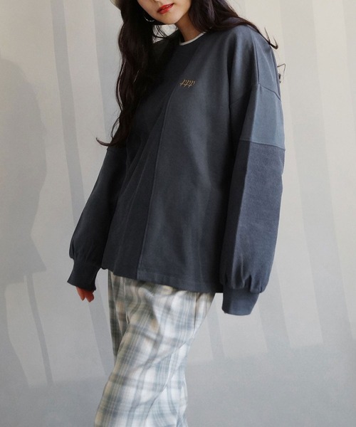 179/WG（イチナナキュウダブルジー）の「パッチワークスウェットプルオーバー（スウェット・レディース・オフホワイト/ブルー/パープル・FREE）」の3枚目の写真