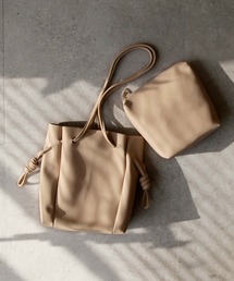 ニュアンスカラーフェイクレザートートバッグ/インナーポーチ付き