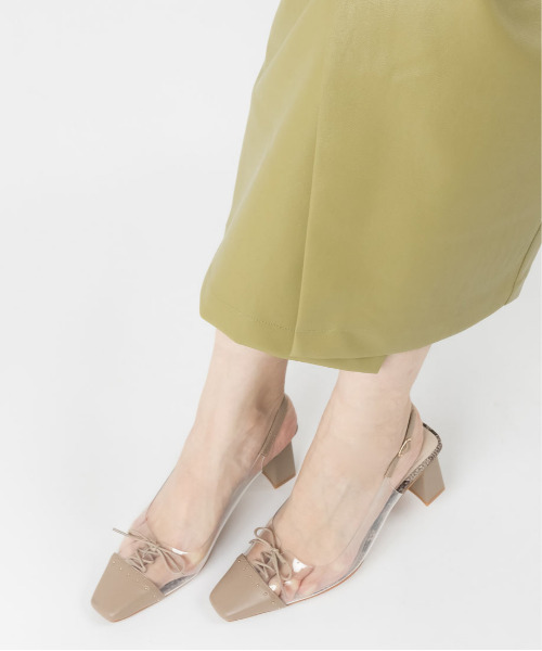 Randa ランダ のファッション シューズ パンプス レースアップバックストラップクリアパンプス パンプス 本物新品保証 パンプス