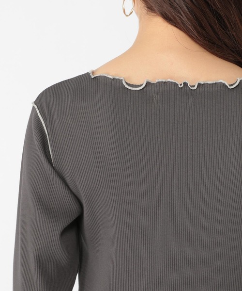 studio CLIP（スタディオクリップ）の「配色メロープルオーバー（Tシャツ/カットソー・レディース・オフホワイト/カーキ/サックスブルー/スモーク・MEDIUM/LARGE）」の6枚目の写真