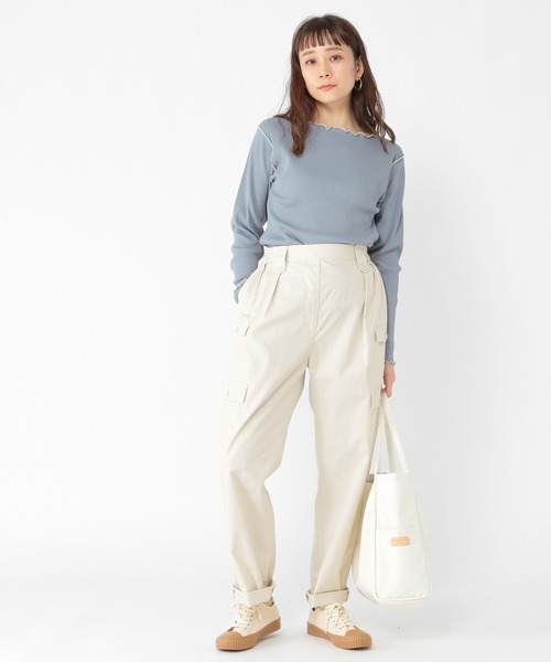 studio CLIP（スタディオクリップ）の「配色メロープルオーバー（Tシャツ/カットソー・レディース・オフホワイト/カーキ/サックスブルー/スモーク・MEDIUM/LARGE）」の13枚目の写真