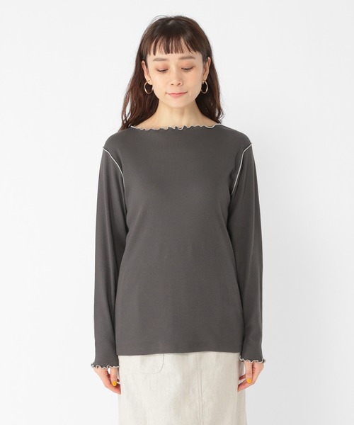 studio CLIP（スタディオクリップ）の「配色メロープルオーバー（Tシャツ/カットソー・レディース・オフホワイト/カーキ/サックスブルー/スモーク・MEDIUM/LARGE）」の17枚目の写真