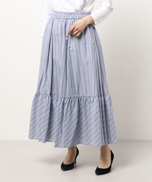 Te chichi（テチチ）の「ストライプティアードスカート（スカート・レディース・ブルー/キナリ・ﾌﾘ-）」の5枚目の写真
