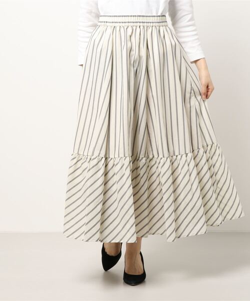 Te chichi（テチチ）の「ストライプティアードスカート（スカート・レディース・ブルー/キナリ・ﾌﾘ-）」の6枚目の写真