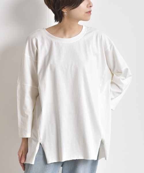 rps(アールピーエス)の「ワイドカットプルオーバー(Tシャツ/カットソー・レディース・チャコールグレー/ブラック/オフホワイト/グレイッシュベージュ・M)」の2枚目の写真