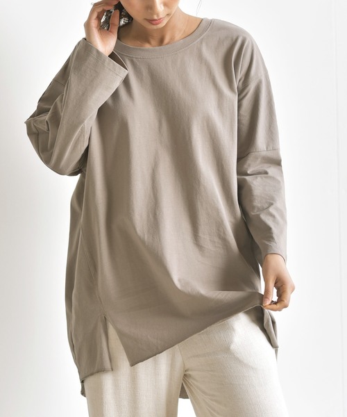 rps(アールピーエス)の「ワイドカットプルオーバー(Tシャツ/カットソー・レディース・チャコールグレー/ブラック/オフホワイト/グレイッシュベージュ・M)」の4枚目の写真