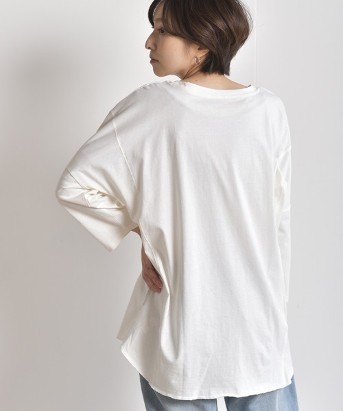 rps(アールピーエス)の「ワイドカットプルオーバー(Tシャツ/カットソー・レディース・チャコールグレー/ブラック/オフホワイト/グレイッシュベージュ・M)」の9枚目の写真