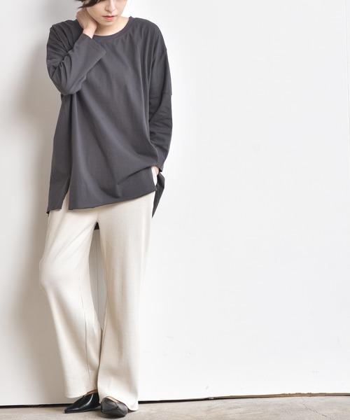 rps(アールピーエス)の「ワイドカットプルオーバー(Tシャツ/カットソー・レディース・チャコールグレー/ブラック/オフホワイト/グレイッシュベージュ・M)」の14枚目の写真