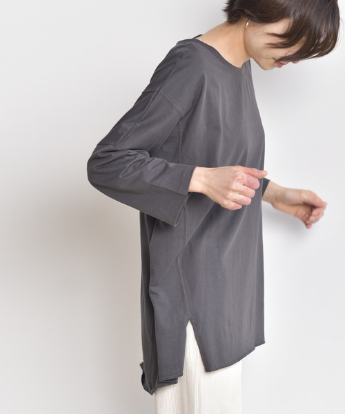 rps(アールピーエス)の「ワイドカットプルオーバー(Tシャツ/カットソー・レディース・チャコールグレー/ブラック/オフホワイト/グレイッシュベージュ・M)」の6枚目の写真