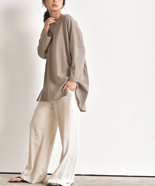 rps(アールピーエス)の「ワイドカットプルオーバー(Tシャツ/カットソー・レディース・チャコールグレー/ブラック/オフホワイト/グレイッシュベージュ・M)」の21枚目の写真