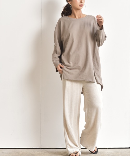 rps(アールピーエス)の「ワイドカットプルオーバー(Tシャツ/カットソー・レディース・チャコールグレー/ブラック/オフホワイト/グレイッシュベージュ・M)」の16枚目の写真