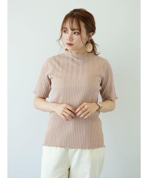 earth music&ecology（アースミュージックアンドエコロジー）の「透かし編みニットプルオーバー(メロー) ＊（ニット/セーター・レディース・ライトグレー/アイボリー/モカ/ピンクベージュ・S/M）」の20枚目の写真