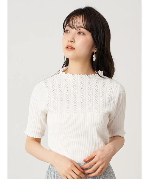 earth music&ecology（アースミュージックアンドエコロジー）の「透かし編みニットプルオーバー(メロー) ＊（ニット/セーター・レディース・ライトグレー/アイボリー/モカ/ピンクベージュ・S/M）」の7枚目の写真