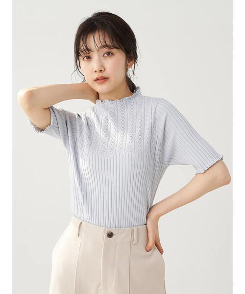 earth music&ecology（アースミュージックアンドエコロジー）の「透かし編みニットプルオーバー(メロー) ＊（ニット/セーター・レディース・ライトグレー/アイボリー/モカ/ピンクベージュ・S/M）」の8枚目の写真