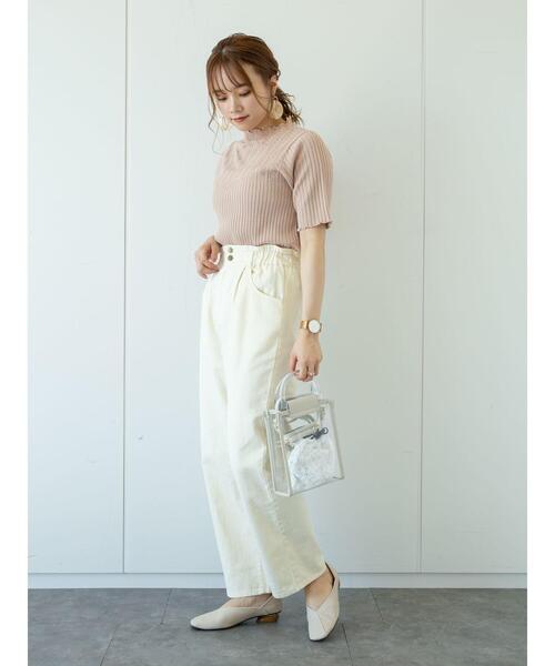 earth music&ecology（アースミュージックアンドエコロジー）の「透かし編みニットプルオーバー(メロー) ＊（ニット/セーター・レディース・ライトグレー/アイボリー/モカ/ピンクベージュ・S/M）」の16枚目の写真