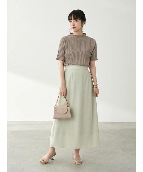 earth music&ecology（アースミュージックアンドエコロジー）の「透かし編みニットプルオーバー(メロー) ＊（ニット/セーター・レディース・ライトグレー/アイボリー/モカ/ピンクベージュ・S/M）」の10枚目の写真