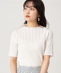 earth music&ecology | 透かし編みニットプルオーバー(メロー) ＊(ニット/セーター)