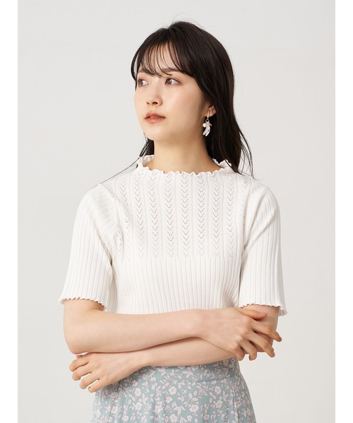 earth music&ecology（アースミュージックアンドエコロジー）の「透かし編みニットプルオーバー(メロー) ＊（ニット/セーター・レディース・ライトグレー/アイボリー/モカ/ピンクベージュ・S/M）」の11枚目の写真