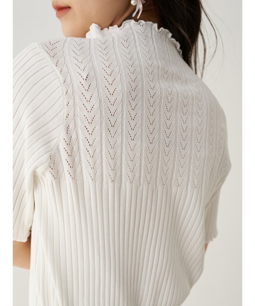 earth music&ecology（アースミュージックアンドエコロジー）の「透かし編みニットプルオーバー(メロー) ＊（ニット/セーター・レディース・ライトグレー/アイボリー/モカ/ピンクベージュ・S/M）」の5枚目の写真